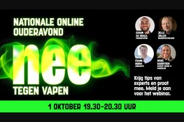 1 oktober: Nationale Online Ouderavond Nee tegen Vapen