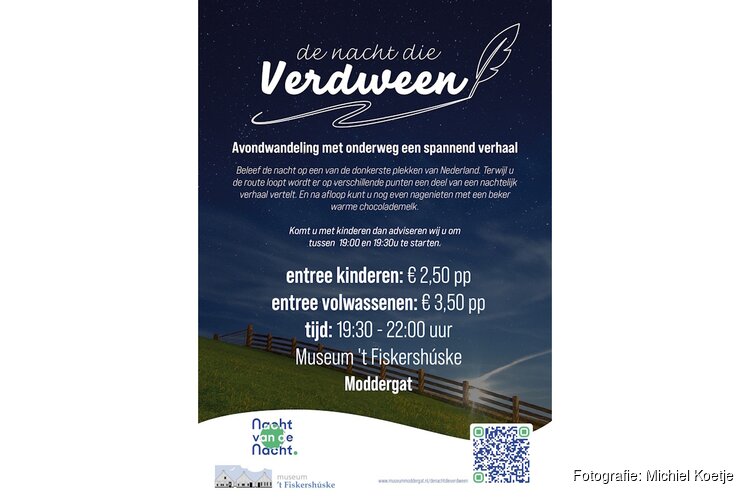 Nachtwandeling in Moddergat met onderweg het verhaal ‘De nacht die Verdween’.